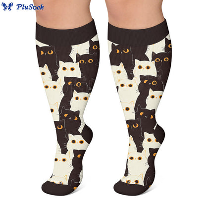 Plus Size Quirky Cute Cat Compression Socks - image 3