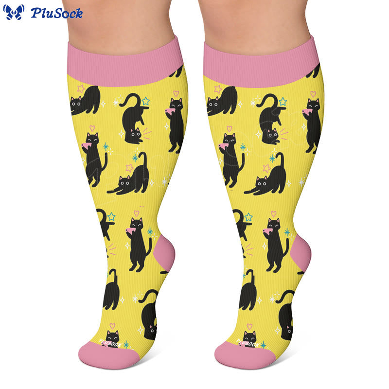 Plus Size Cute Quirky Cat Compression Socks - image 4