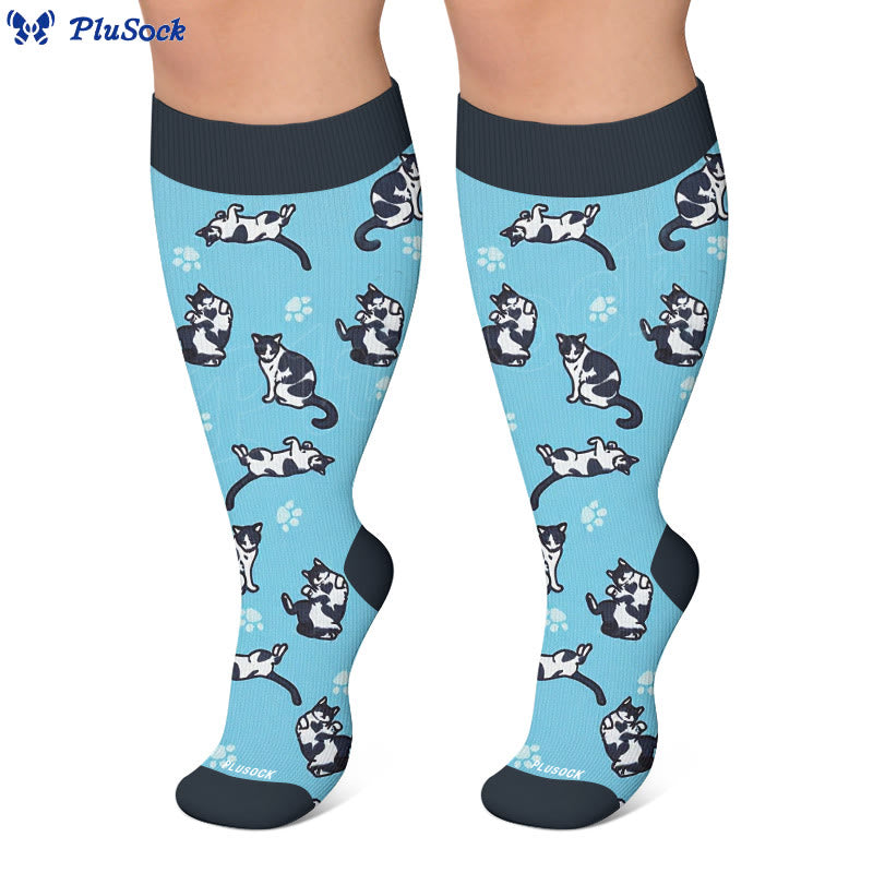 Plus Size Quirky Cute Cat Compression Socks - image 2