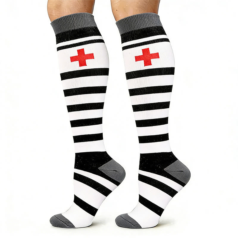 Medical Pattern Print Compression Socks(5 Pairs) - image 4