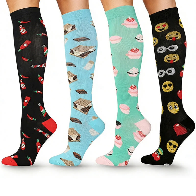 Fun Print Compression Socks(4 Pairs) - image 1