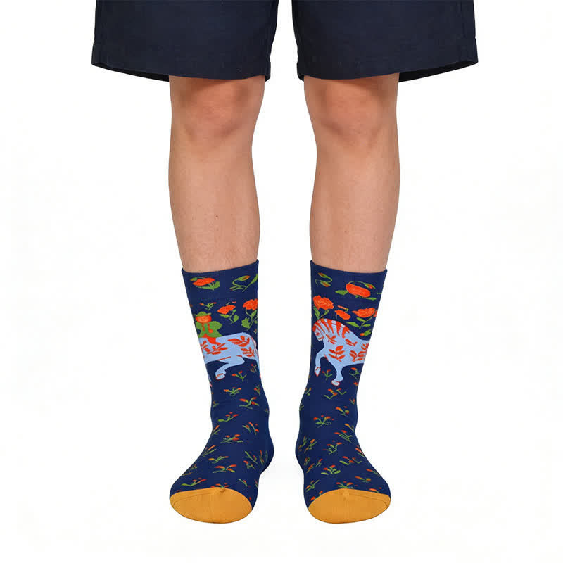 Blue Horse Cotton Quarter Socks - Blue - EU36-43(US3-9) - image 0