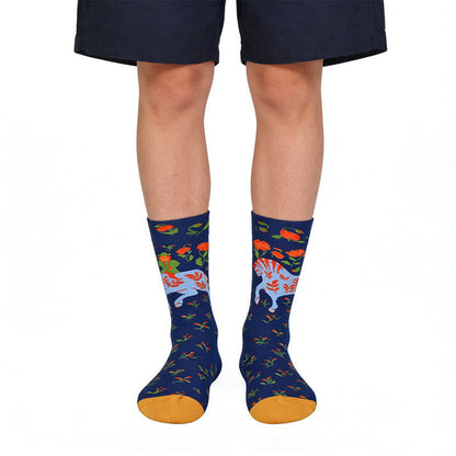 Blue Horse Cotton Quarter Socks - Blue - EU36-43(US3-9) - image 0