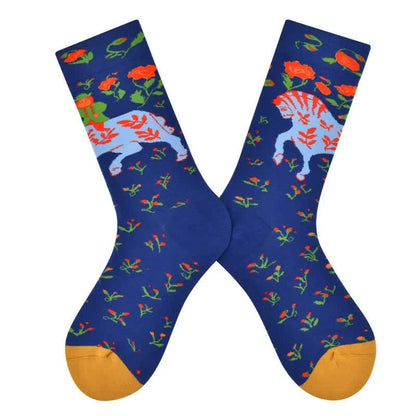 Blue Horse Cotton Quarter Socks - image 1