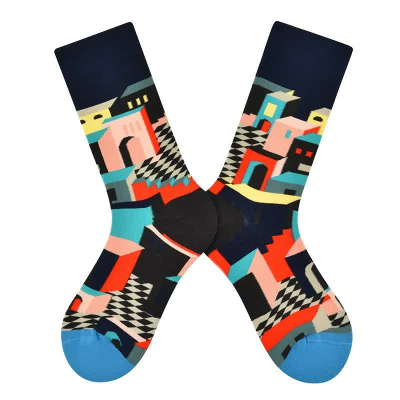 Vibrant Geometric Cotton Quarter Socks - image 1