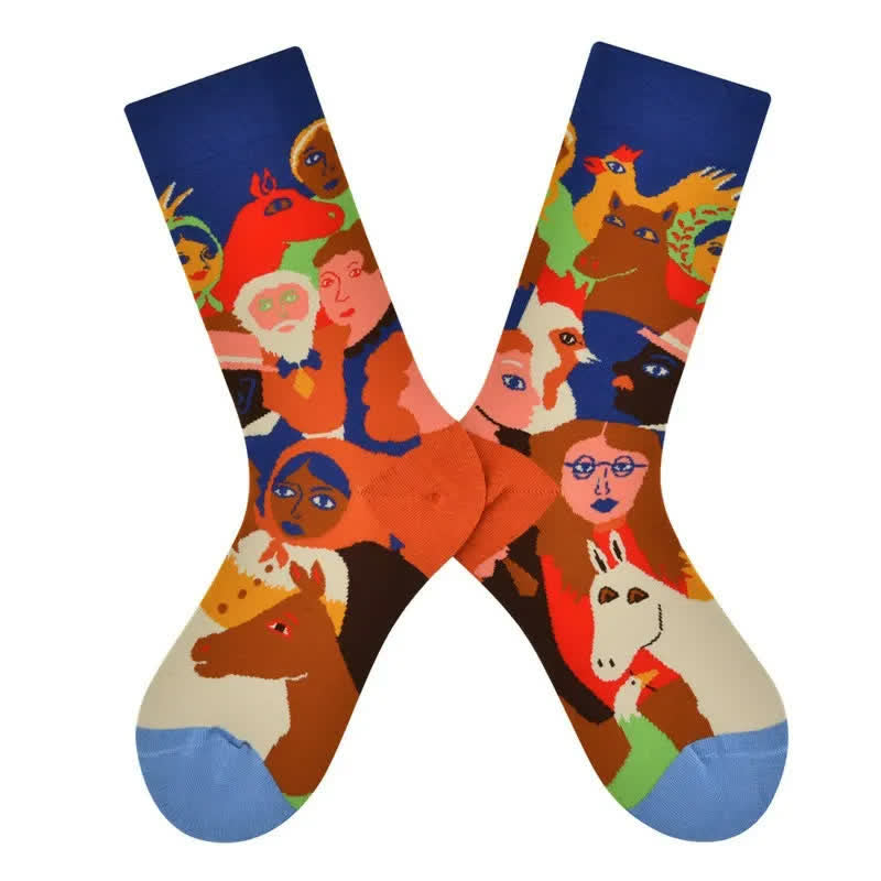 Artistic Collage Cotton Quarter Socks - image 1