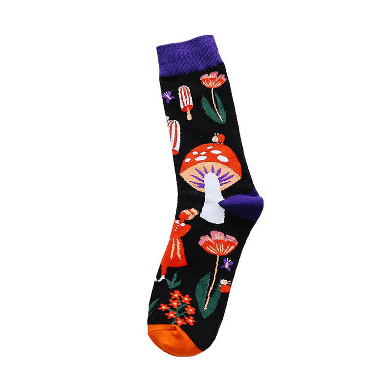 Cartoon Print Quarter Socks(4 Pairs) - image 3
