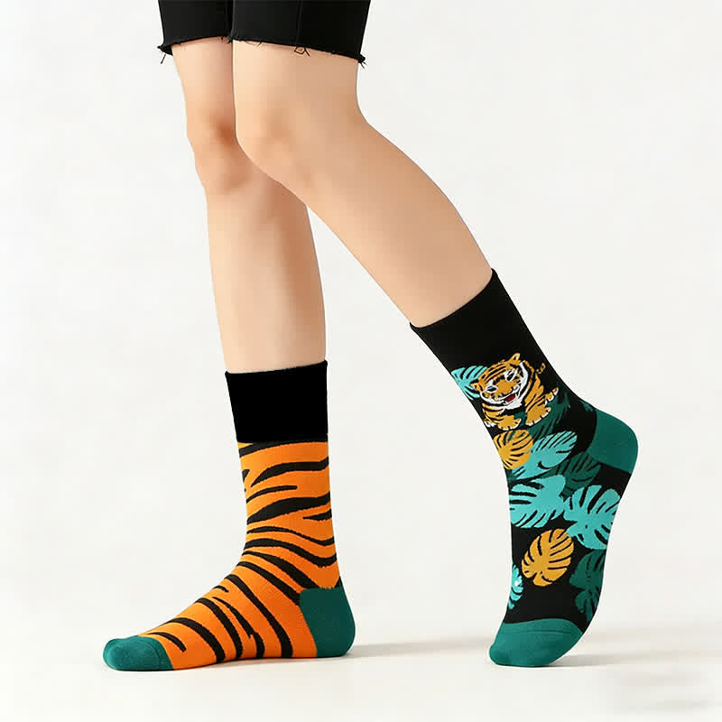 Tiger Stripe Quarter Socks - Green - EU36-43(US3-10) - image 0