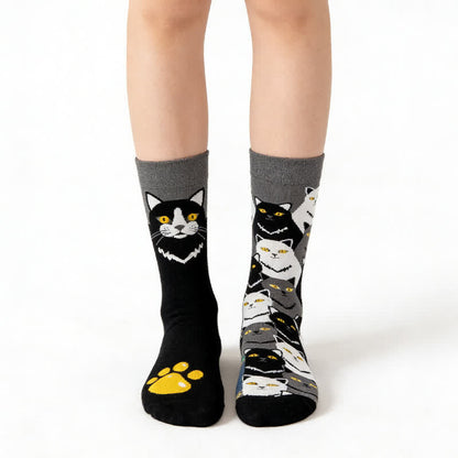 Playful Black Cat Quarter Socks - Black - EU36-43(US3-10) - image 0