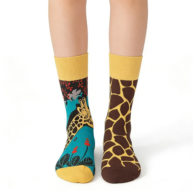 Playful Giraffe Quarter Socks - Brown - EU36-43(US3-10) - image 0