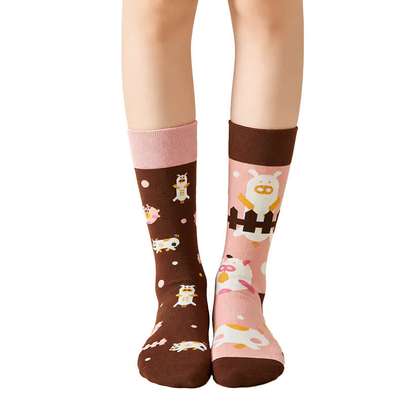 Pink Cartoon Pig Quarter Socks - Pink - EU36-43(US3-10) - image 0
