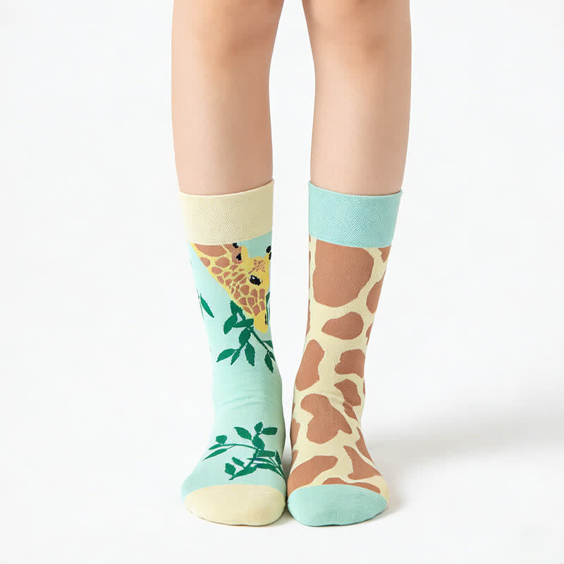 Leaves Giraffe Quarter Socks - Mint - EU36-43(US3-10) - image 0