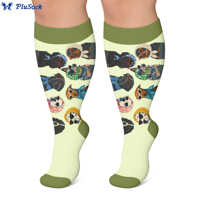 Plus Size Cute Dog Print Compression Socks - image 4