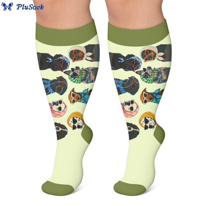 Plus Size Cute Dog Print Compression Socks - image 4