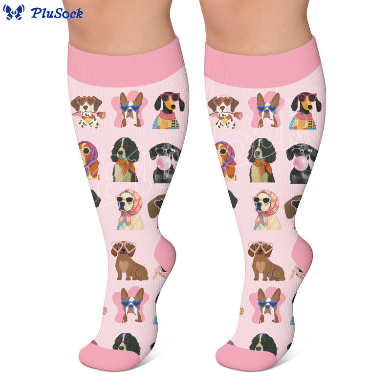 Plus Size Cute Dog Print Compression Socks - image 3