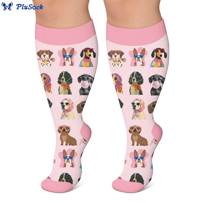 Plus Size Cute Dog Print Compression Socks - image 3