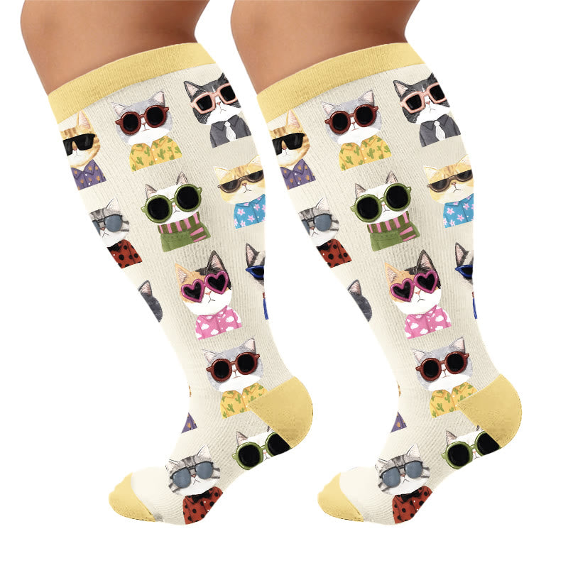 Plus Size Cute Dog Print Compression Socks - Trendy(1 Pair) - 4XL - image 5