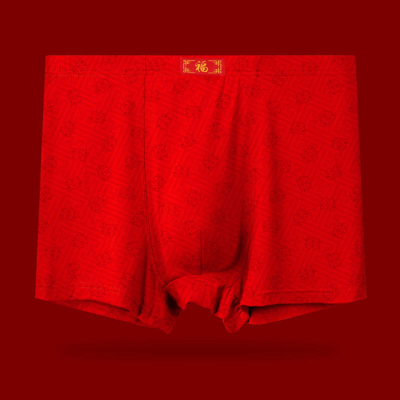 Soft Elastic Red Boxer Briefs - Red-C - 8XL - image 4