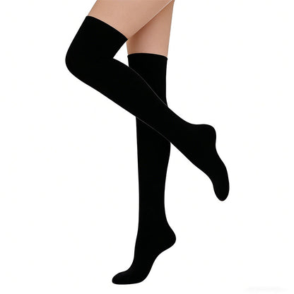 Rose Navy Blue Black Thigh High Compression Socks(3 Pairs) - image 1
