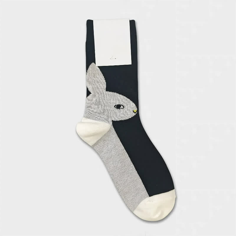 Easter Rabbit Colorblock Quarter Socks(3 Pairs) - Black - EU36-40(US3-7) - image 3
