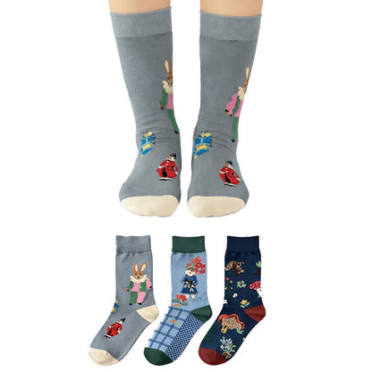 Easter Mushroom Ribbed Quarter Socks (3 Pairs) - Multicolor - EU36-40(US3-7) - image 0