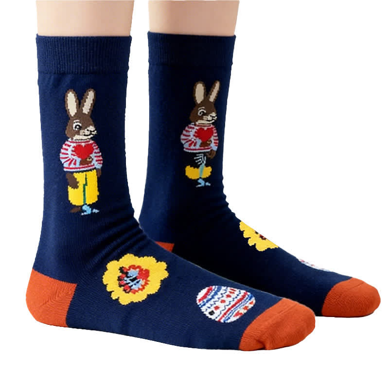 Playful Easter Rabbit Quarter Socks (3 Pairs) - image 1