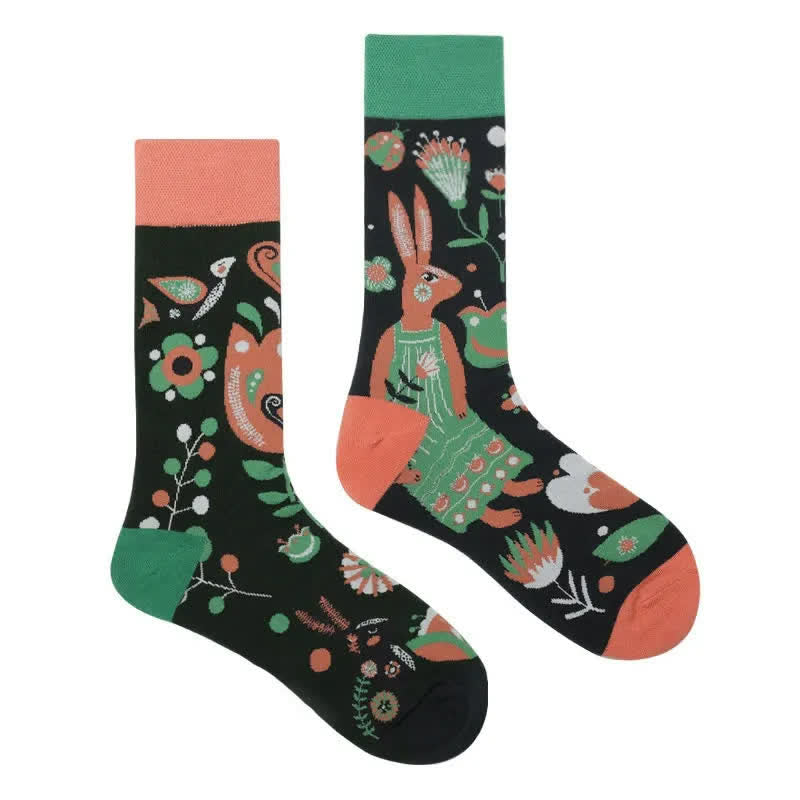 Flower Rabbit Cartoon Quarter Socks - image 1