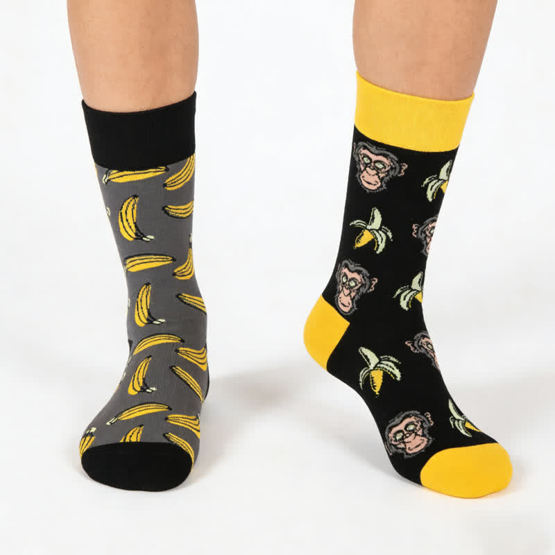 Playful Banana Monkey Quarter Socks - Black - EU36-43(US3-9) - image 0