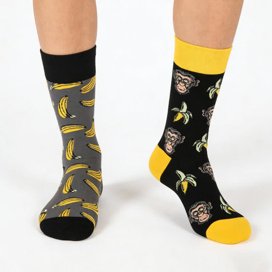 Playful Banana Monkey Quarter Socks - Black - EU36-43(US3-9) - image 0