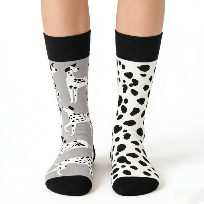 Dalmatian Cartoon Quarter Socks - Black - EU36-43(US3-9) - image 0