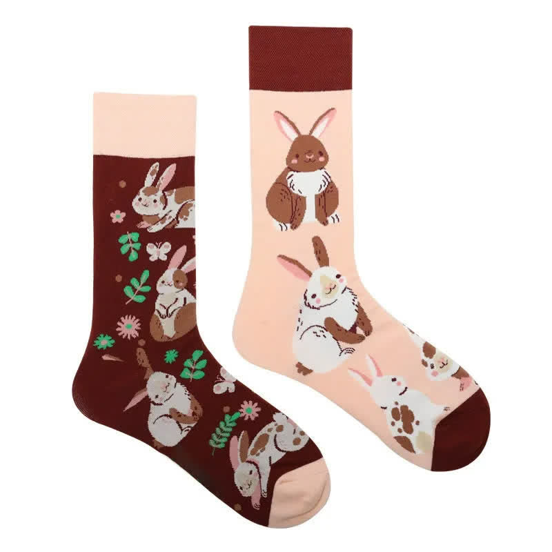 Cute Floral Rabbit Quarter Socks - image 1