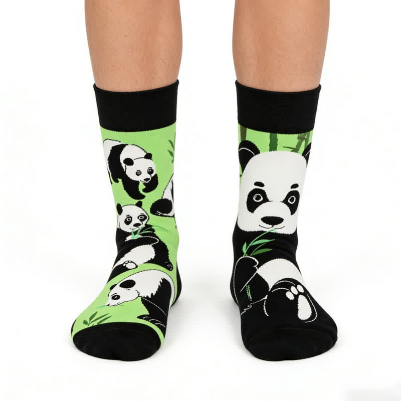 Panda Cartoon Quarter Socks - Green - EU36-43(US3-9) - image 0