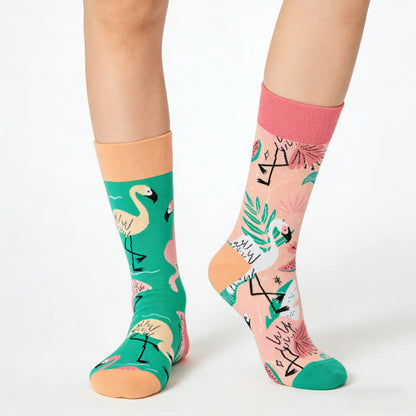 Tropical Flamingo Quarter Socks - Pink - EU36-43(US3-9) - image 0