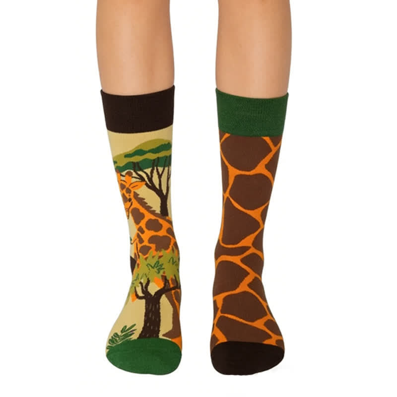 Giraffe Cartoon Quarter Socks - Green - EU36-43(US3-9) - image 0