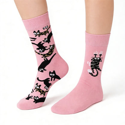 Cute Cartoon Cat Quarter Socks - Pink - EU36-43(US3-9) - image 0