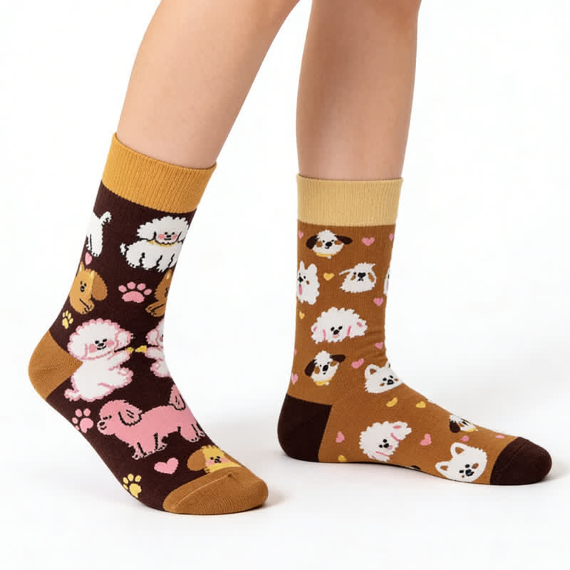 Cute Dog Quarter Socks - Coffee - EU36-43(US3-9) - image 0