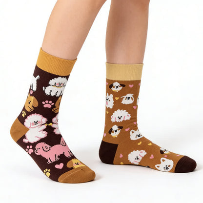 Cute Dog Quarter Socks - Coffee - EU36-43(US3-9) - image 0