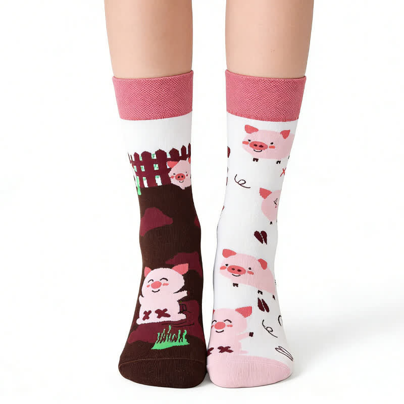 Cute Pig Quarter Socks - Pink - EU36-43(US3-9) - image 0