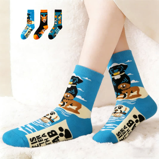 Funny Animal Pattern Quarter Socks(3 Pairs) - Multicolor - EU38-45(US5-11) - image 0