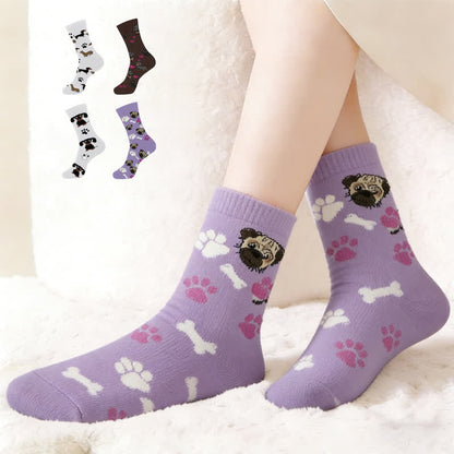 Cute Dog Print Quarter Socks(4 Pairs) - Multicolor - EU36-43(US3-9) - image 0