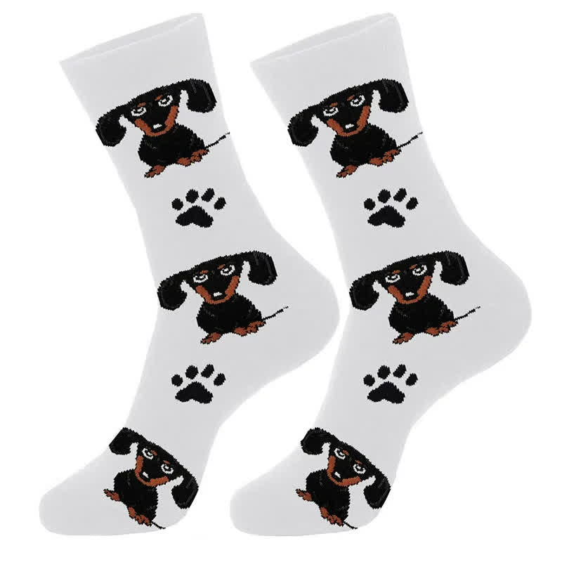 Cute Dog Print Quarter Socks(4 Pairs) - image 1