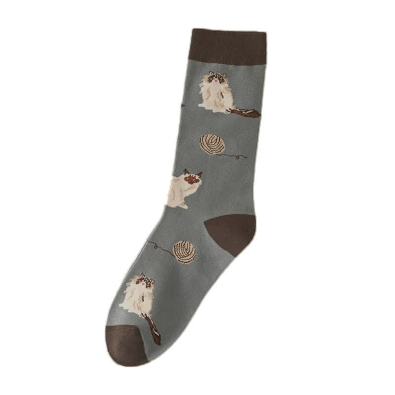 Cute Cat Quarter Socks(5 Pairs) - image 5