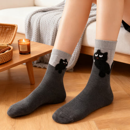 Cozy Plush Cat Quarter Socks(4 Pairs) - image 3