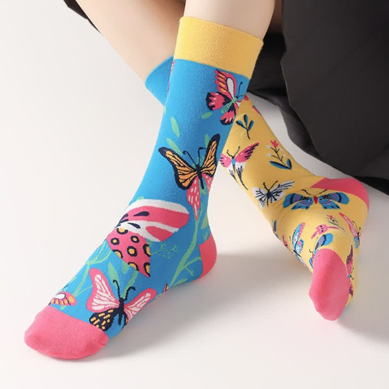 Colorful Flower Butterfly Quarter Socks - image 1