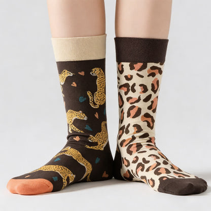 Cool Leopard Quarter Socks - Brown - EU36-43(US3-9) - image 0