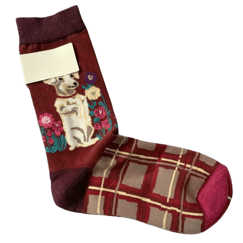 Retro Cute Dog Quarter Socks(4 Pairs) - image 2