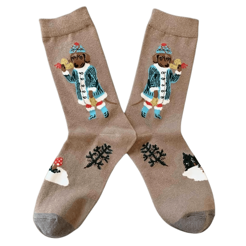 Retro Cute Dog Quarter Socks(4 Pairs) - image 4