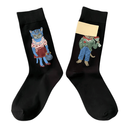 Retro Cartoon Cat Socks(3 Pairs) - image 3
