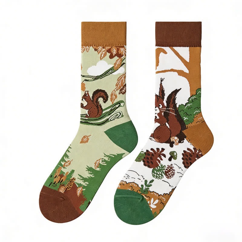 Forest Squirrel Nuts Quarter Socks - image 1