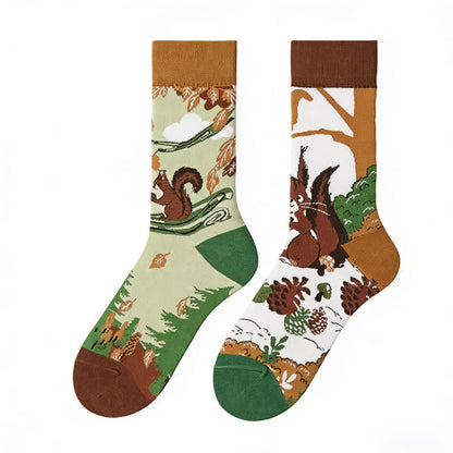 Forest Squirrel Nuts Quarter Socks - image 1